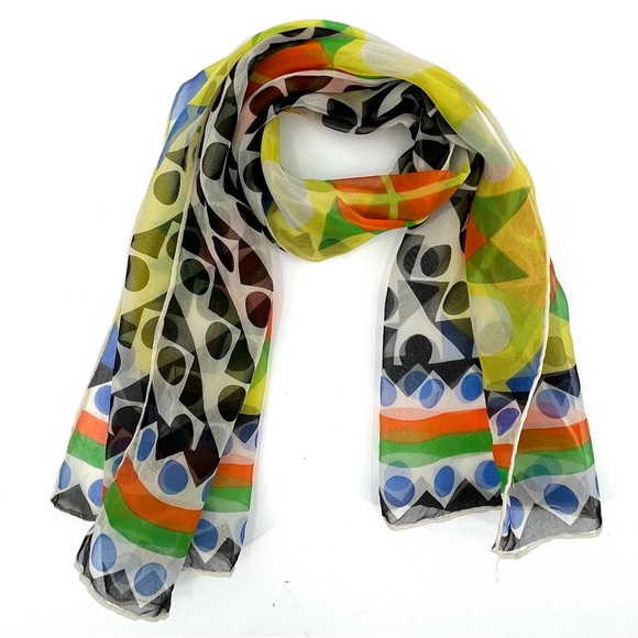 Vintage 1960s Mod Pop Art Chiffon Rectangular Head Scarf - Picture 1 of 4